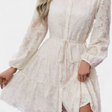 Vestido Camisa Soreia con Mangas Largas Texturizadas