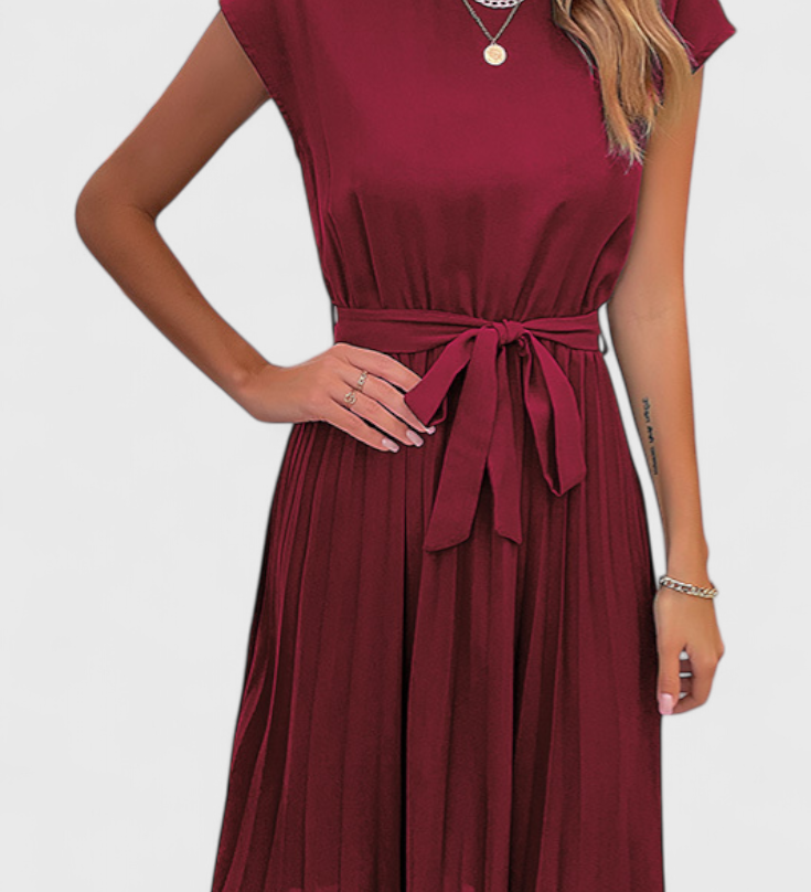 Vestido Midi Elegante Luxie en Tejido Ligero con Corte Fluido