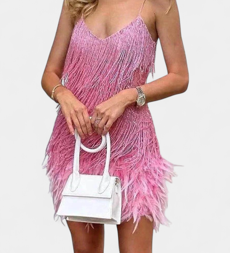 Vestido Mini Plumas Sheril