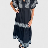 Vestido Maxi Boho Allona con Escote en V y Corte Relajado