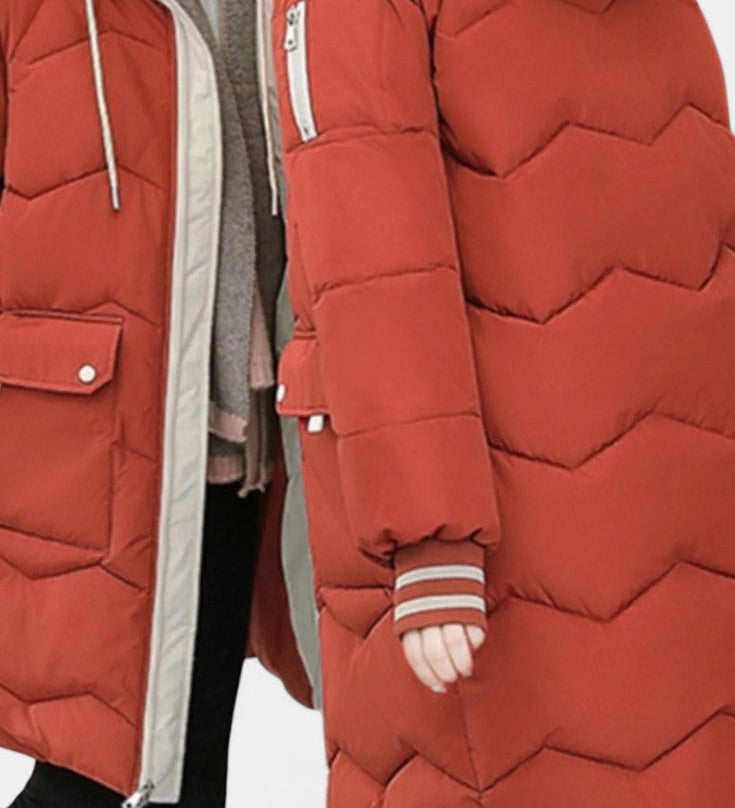 Belle Abrigo de Invierno con Cremallera y Capucha