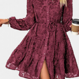 Vestido Camisa Soreia con Mangas Largas Texturizadas