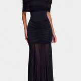 Vestido Maxi Alodia con Capa de Malla
