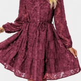 Vestido Camisa Soreia con Mangas Largas Texturizadas