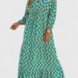 Vestido Aroa Boho con Estampado Artístico y Silueta Fluida