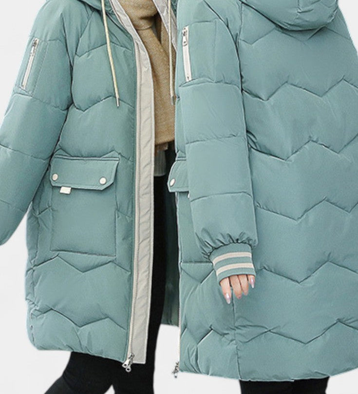 Belle Abrigo de Invierno con Cremallera y Capucha