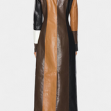 Norelle Abrigo Trench de Cuero Patchwork
