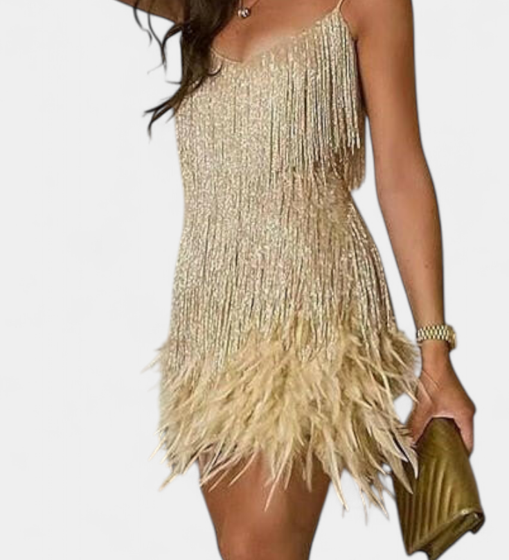 Vestido Mini Plumas Sheril