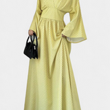 Vestido Maxi Geométrico Anelia con Escote en V