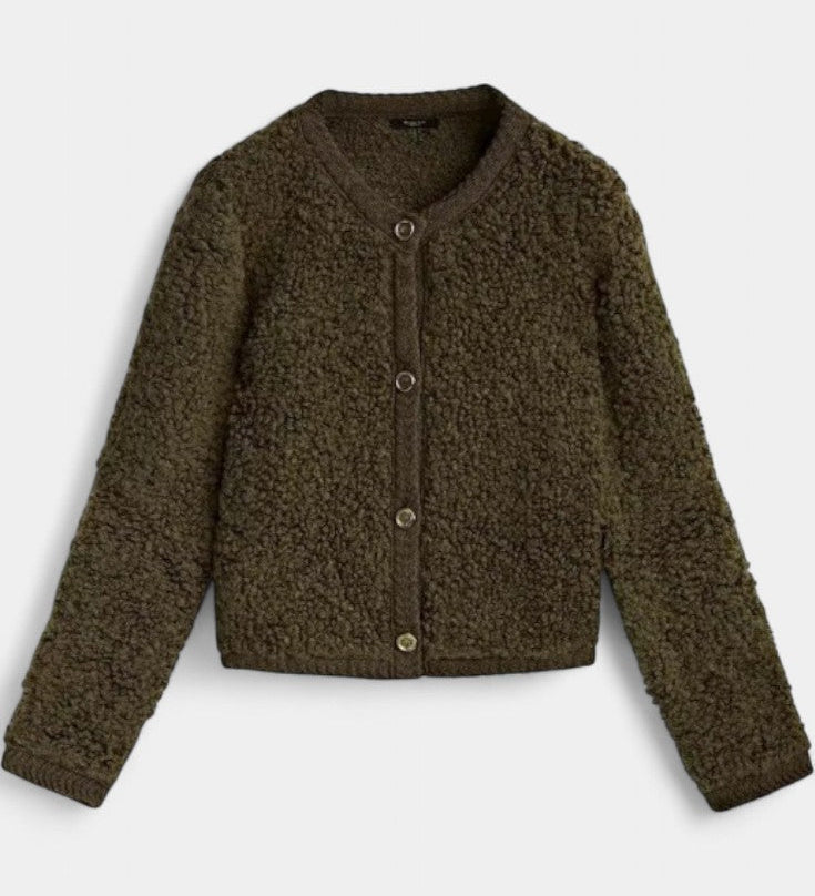 Chenda Cardigan Corto de Textura Peluche