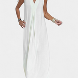 Vestido Maxi Felisa Sin Mangas en Color Sólido y Silueta Elegante