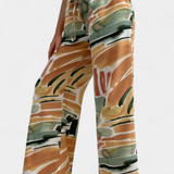 Senda Pantalones de Pierna Ancha con Estampado Abstracto