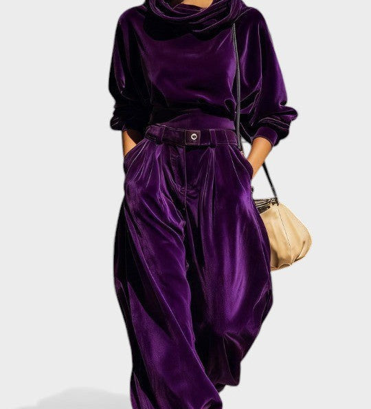Carla™ | Conjunto de terciopelo con pantalones amplios