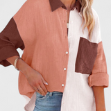 Blusa Juniper de Botones con Color Block