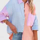 Blusa Juniper de Botones con Color Block