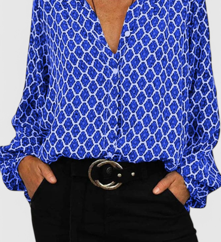 Blusa Jemima con Botones y Estampado Geométrico