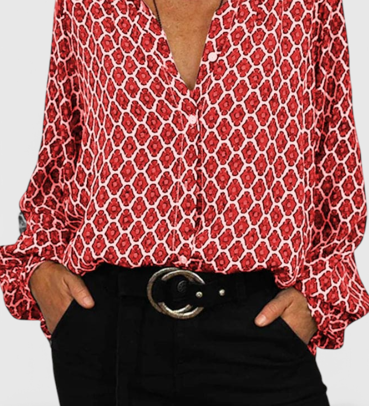 Blusa Jemima con Botones y Estampado Geométrico
