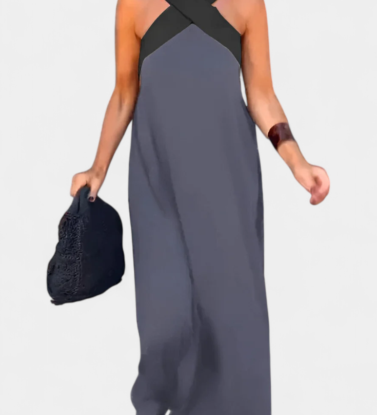 Vestido Edith con Cuello Cruzado y Espalda Abierta