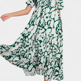 Vestido Impreso Fluido Nélida con Escote en V