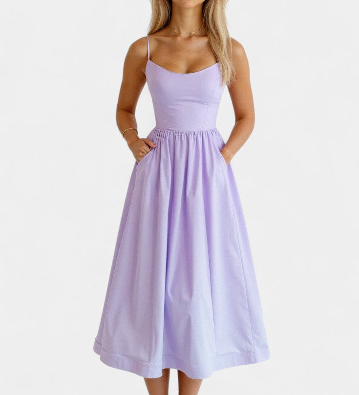 Vestido Midi Marvelle Sin Mangas en Tejido Ligero
