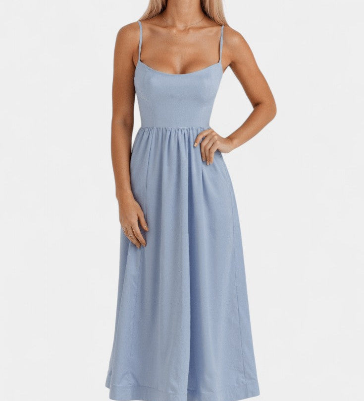 Vestido Midi Marvelle Sin Mangas en Tejido Ligero