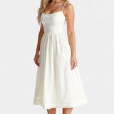 Vestido Midi Marvelle Sin Mangas en Tejido Ligero