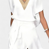 Vestido Effie White Cruzado con Escote Cut-Out y Abertura Frontal