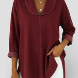Alicia™ | Blusa vaquera retro con cuello chal