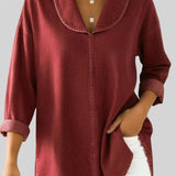 Alicia™ | Blusa vaquera retro con cuello chal