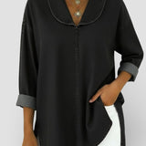 Alicia™ | Blusa vaquera retro con cuello chal