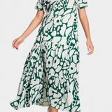 Vestido Impreso Fluido Nélida con Escote en V