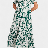 Vestido Impreso Fluido Nélida con Escote en V