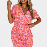 Vestido de Flores con Volantes Kimberly y Escote en V