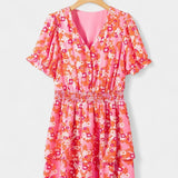 Vestido de Flores con Volantes Kimberly y Escote en V