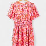 Vestido de Flores con Volantes Kimberly y Escote en V