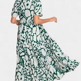 Vestido Impreso Fluido Nélida con Escote en V