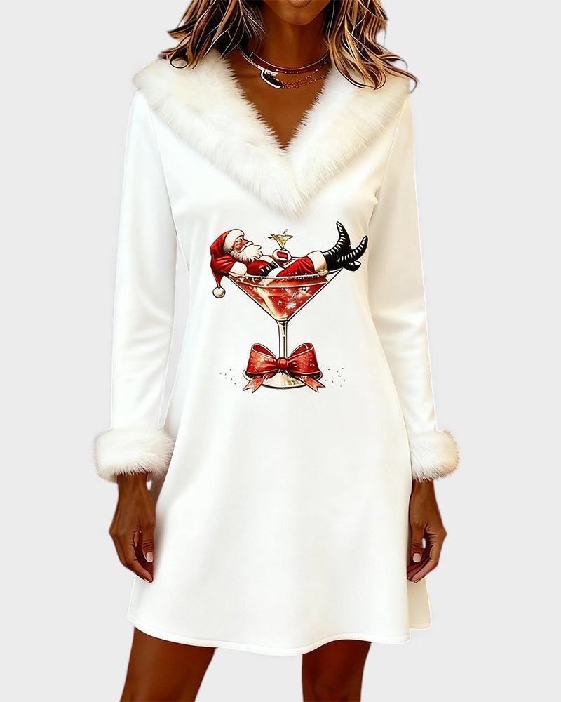 Eulalia™ | Vestido navideño con cuello de pelo